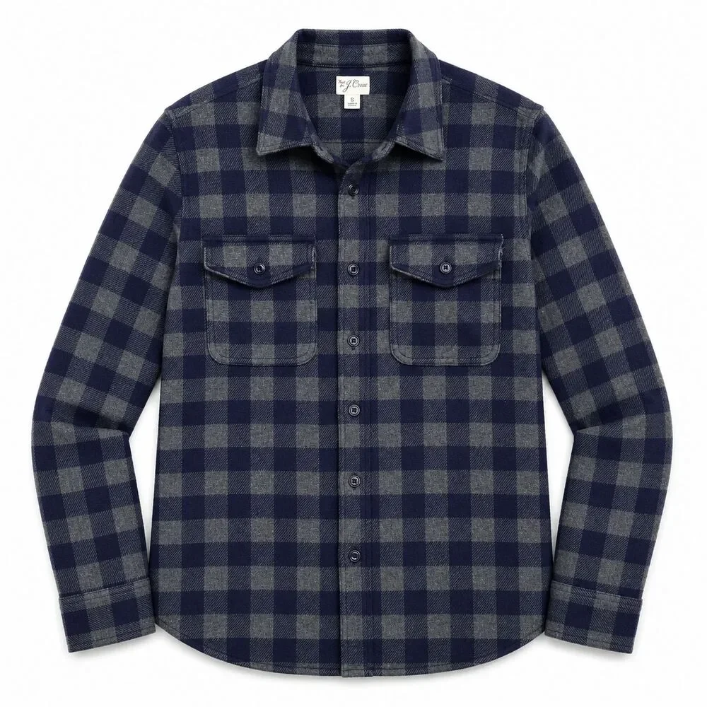 J.Crew Sea Board Soft Knit Shirt Size Small Buffalo Plaid Button Down Pockets